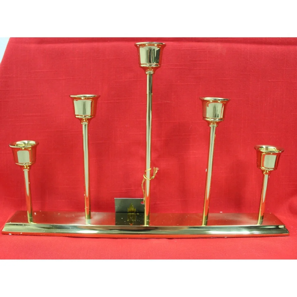 PartyLite Candelabra Gold Quintette Brass 5-Light Taper Holder P0154 Holidays